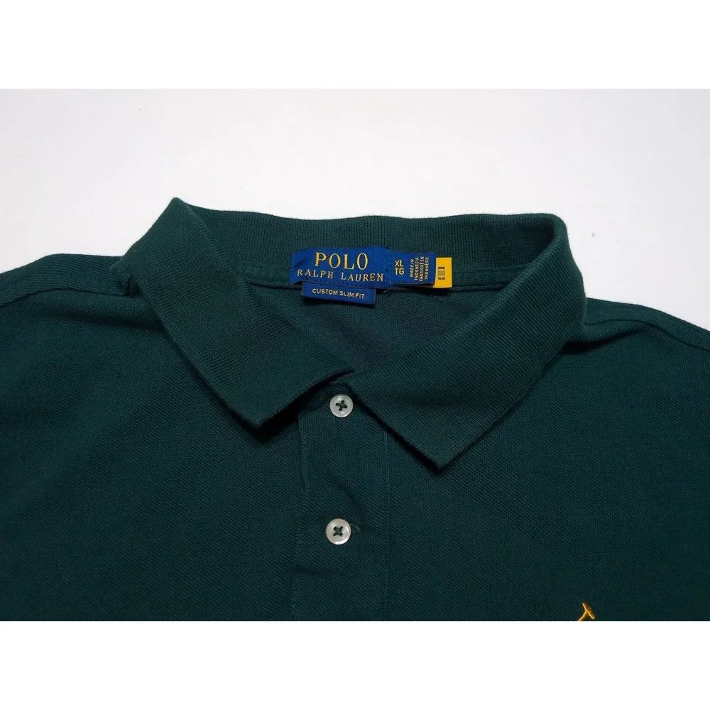 POLO RALPH LAUREN Big Pony Shirt Green Red Striped XL Custom Fit